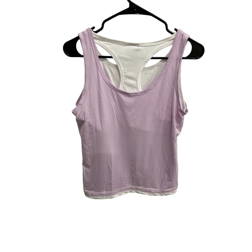 Club Attivo Sleeveless Layered Tank Top Purple White Sz XL Sportswear Active NWT